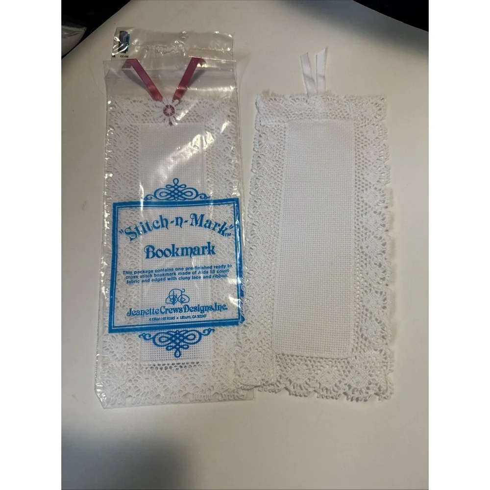 2-Stitch-n-Mark Cross Stitch Bookmark Lace Aida 18 Count Cottagecore Whimsical